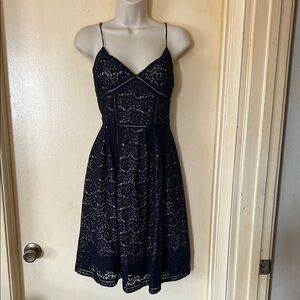 Joie  nave blue crochet lace fit and flare dress size 6